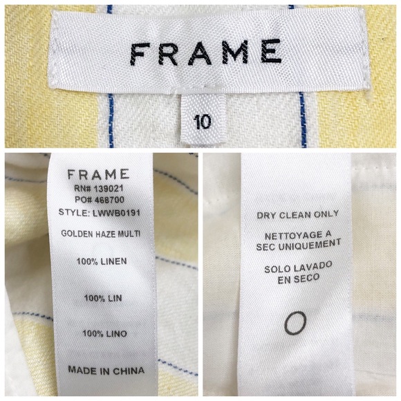 SOLD Frame Linen High Waisted Striped Belted Shorts - Picture 6 of 7